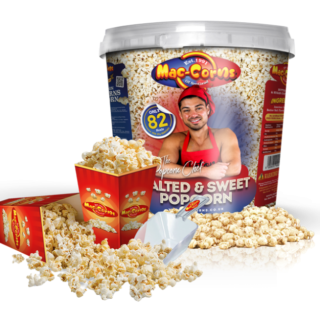 The Popcorn Chef - Movie Bucket 500g Salted & Sweet Popcorn Mix + 12 Tubs + Scoop
