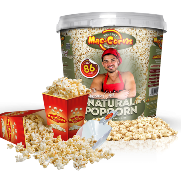 The Popcorn Chef's - Movie Bucket - 350g Plain Natural Popcorn + 12 Tubs + Scoop