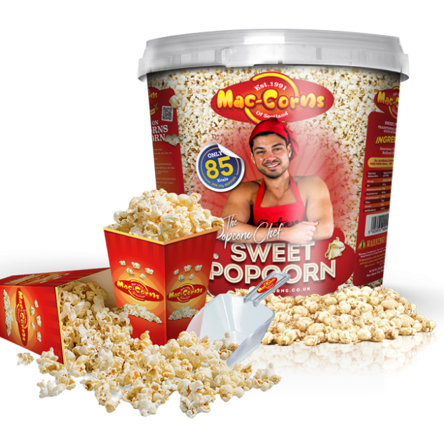 The Popcorn Chef - Movie Bucket 550g Sweet Popcorn + 12 Popcorn Tubs + Scoop